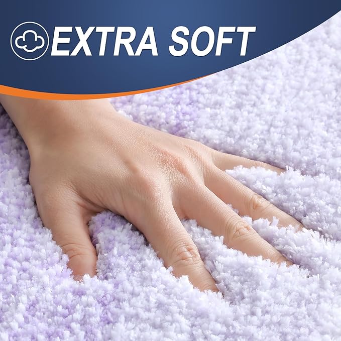 OLANLY Bathroom Rugs Mat 45x27, Extra Soft Absorbent Microfiber Bath Rug, Rubber Backing, Quick Dry, Machine Washable Bath Mats for Bathroom Floor, Tub and Shower, Home Decor Accessories, Light Purple