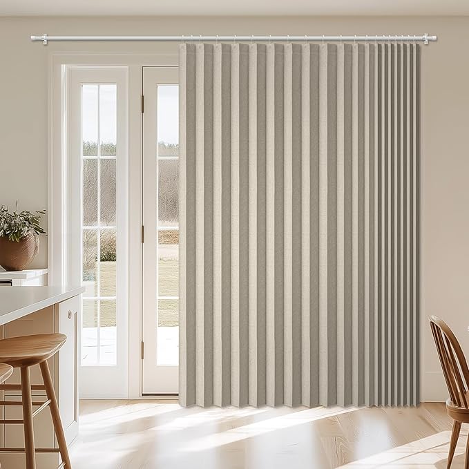 AJAZZ Blackout Accordion Door Curtain 98"x106" Cream White