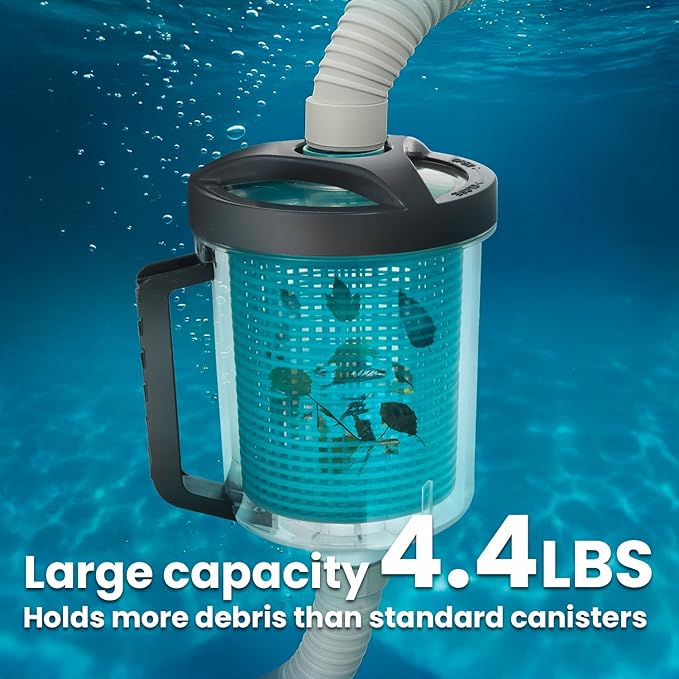 XtremepowerUS 30ft InGround Suction Vacuum Pool Cleaner Set – Climb Wall Automatic Pool Cleaner with Hose, Medium Leaf Canister, Basket & Skimmer Sock (6 Pack)