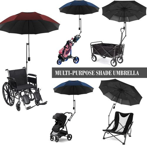 HOBVO Golf Umbrella - UPF 50+ Protection with Adjustable Clamp | Portable for Beach, Golf Cart, Stroller