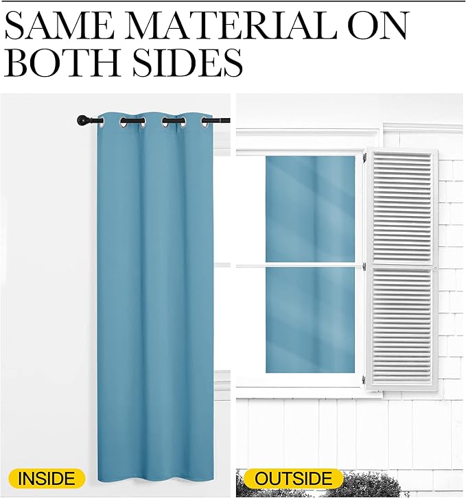 NICETOWN Teal Blue Blackout Curtains 102 inches Length