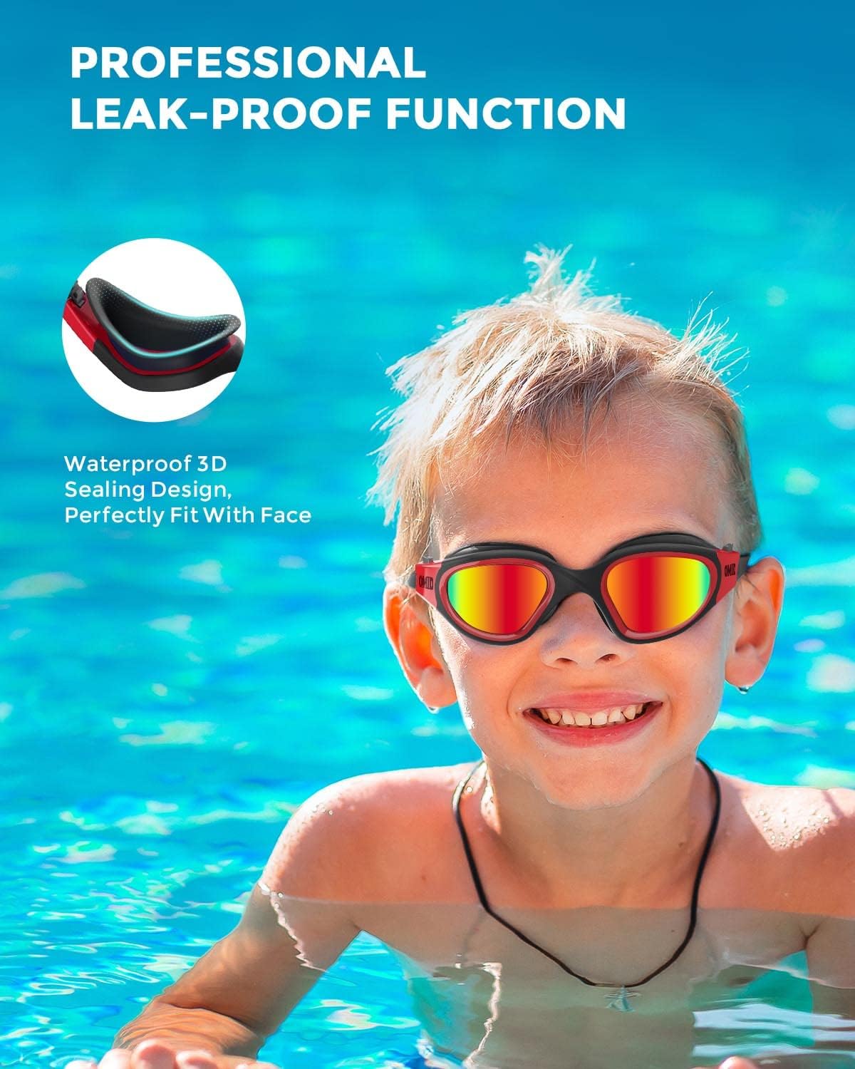 OMID Kids Swim Goggles - Polarized Comfort for Ages 6-14 | Perfect for Swimming Fun