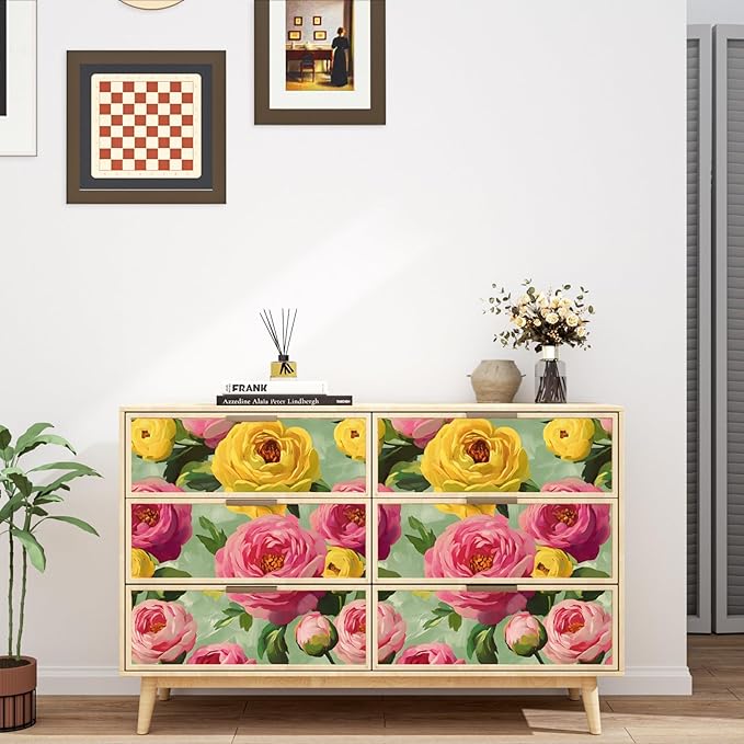BOKEBEVE Colorful Floral Wallpaper Stick and Peel Vibrant Wall Paper Modern