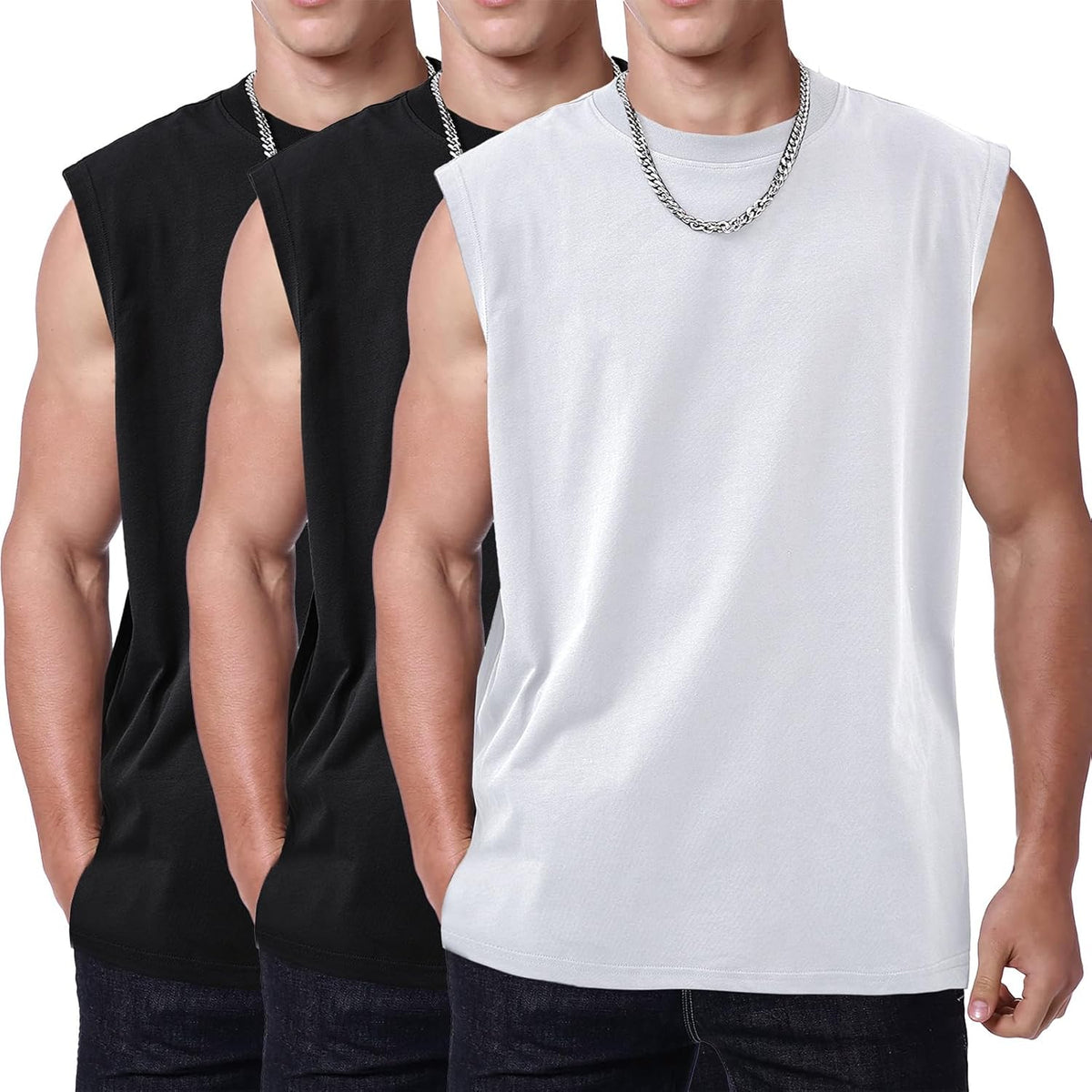 Skiennix Men's Workout Tank Top - Sleeveless Muscle Tee for Gym & Running | Acid Wash, Loose Fit
