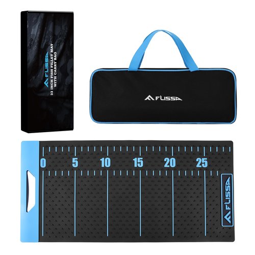 FLISSA 33" Non-Slip Fish Fillet Mat with Storage Bag, Portable & Durable Fish Cleaning Mat, Measuring Scale for Easy Filleting, Cleaning, and Cutting, Ideal Fishing Gift