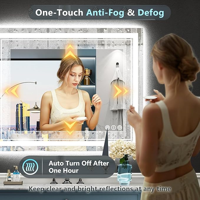 32x36 LED Bathroom Mirror with Lights, Backlit and Front Lit, Anti-Fog Lighted