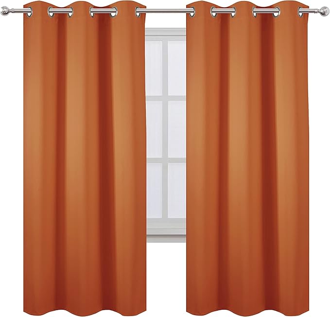LEMOMO Orange Thermal Blackout Curtains/42 x 72 Inch/Set of 2 Panels Room