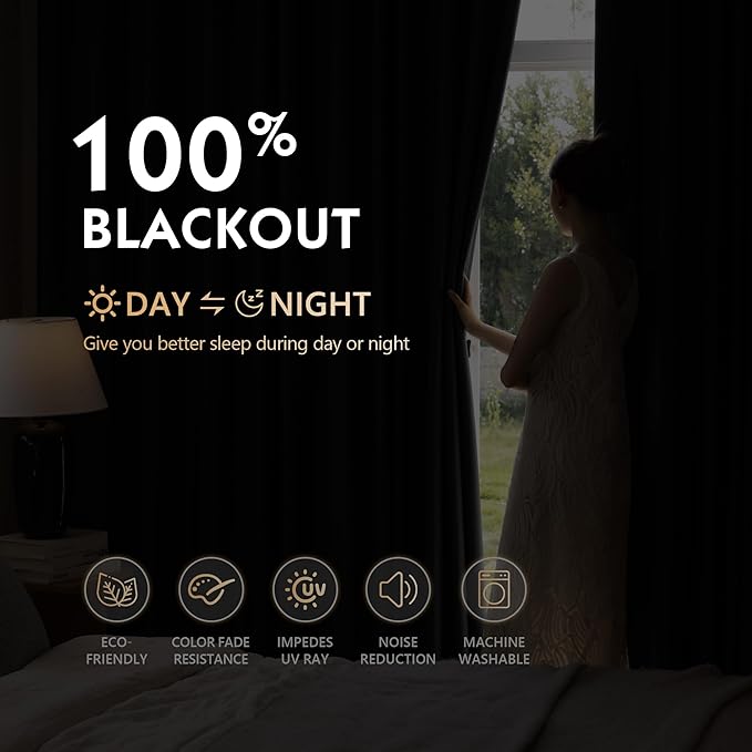 FMFUNCTEX 100% Blackout Curtains