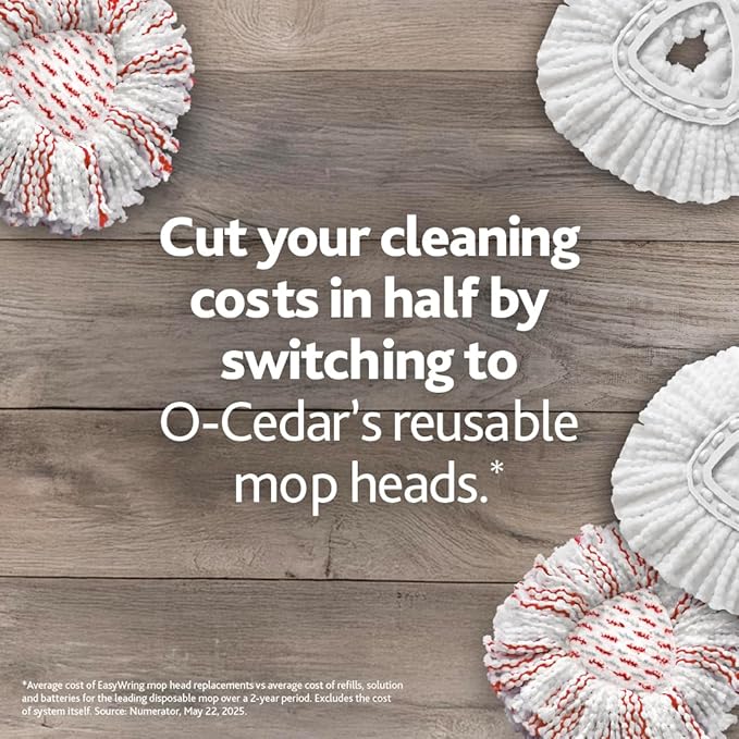 O-Cedar Easywring Microfiber Spin Mop & Bucket Floor Cleaning System with 4 Extra Refills