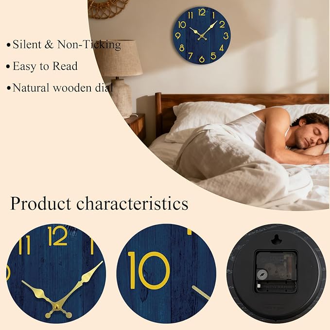 Wall Clock, Modern Wall Clocks Battery Operated, Silent Non Ticking Clock