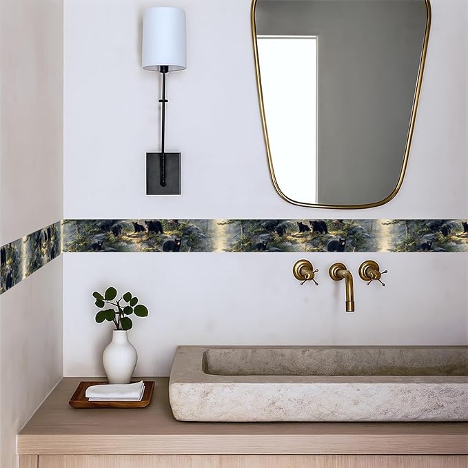 Black Bear Wallpaper Border 196x4 Inch Peel and Stick Wall Border Self Adhesive