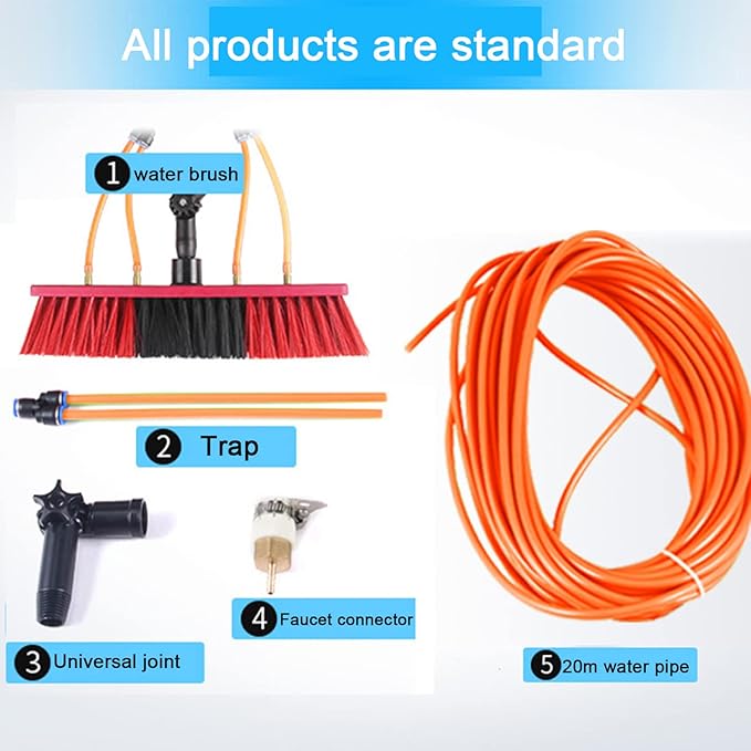 Telescopic Water Fed Window Cleaning Pole & Brush - Extendable Solar Panel Cleaner Tool, 3-11M Reach, 30cm Brush Head, Ideal for Outdoor Roof Washing & Conservatories