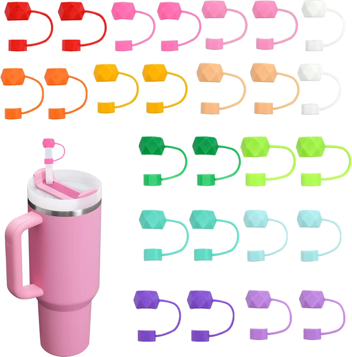 Stanley 26 PCS Straw Covers - 10 MM Toppers for 30 & 40 Oz Tumblers | Essential Cup Accessories