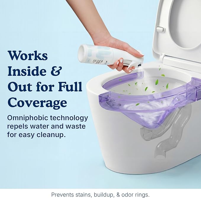 spotLESS MATERIALS Toilet Coating, Toilet Coating Spray for Ceramic and Porcelain, Water Repellent Barrier, Helps Reduce Scrubbing and Cleaning Time, PFAS Free Bathroom Essential, Cleaning Supplies