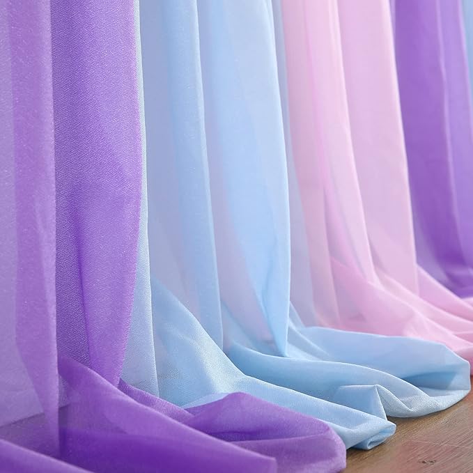 Mermaid Tulle Table Skirt Blue Pink Purple Striped Table Skirts for Rectangle Tables Frozen Baby Shower Mermaid Birthday Parties Decoration 14ft