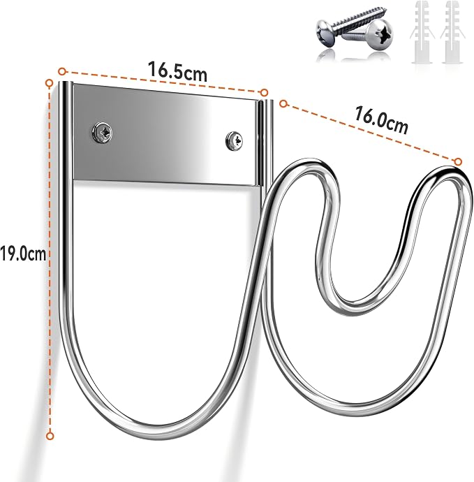 Stainless Steel Garden Hose Holder - Extra Large Heavy Duty Silver SS304 Wall Mounted Hanger for Water Hose, Extension Cords, Vacuum Lines, Anti-Rust