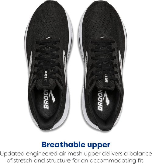 Brooks Men's Ghost 17 Running Shoes - Lightweight Comfort for Neutral Runners | Black/White