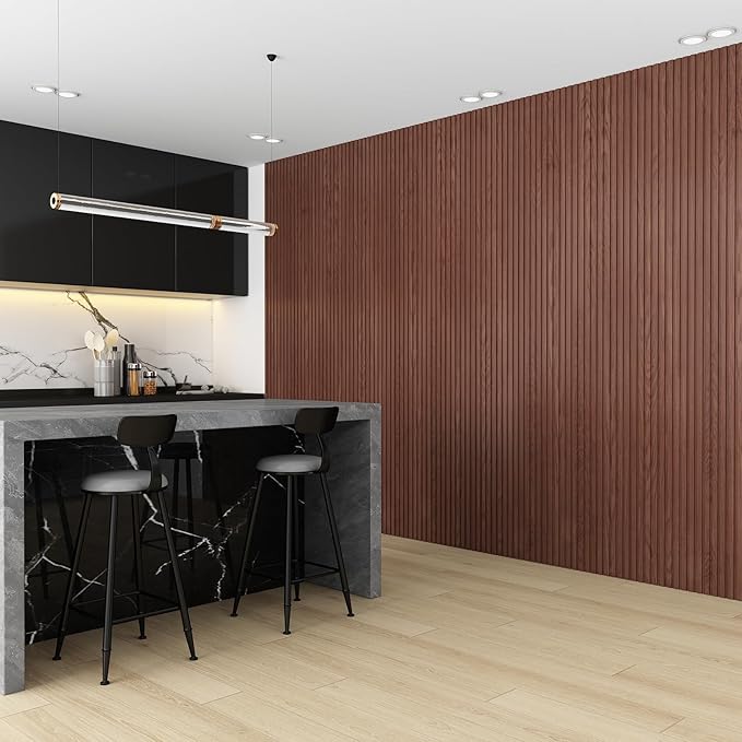 8-Pack WPC Wall Panels 118’’ x 6.3’’ 3D Slat Wall Panel Acoustic Wall Paneling