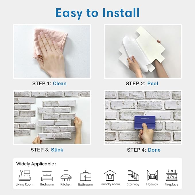 COMSTICKC 3D Faux Brick Wall Panel Peel and Stick, Small Size, Ultra-Light PVC