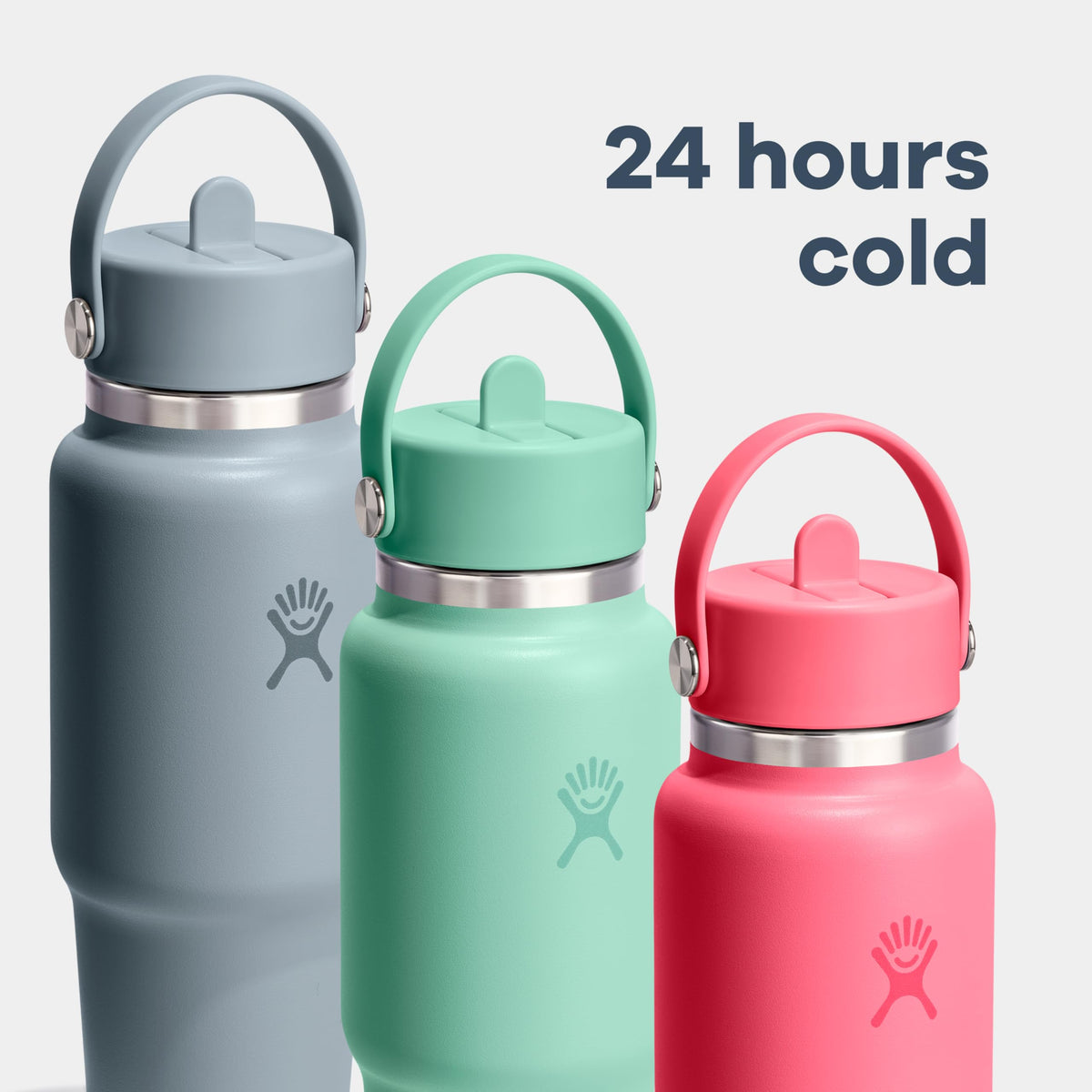 Hydro Flask Travel Water Bottle - Insulated Stainless Steel - Wide Straw Lid, Non Spill, Leakproof in 24 Oz Cloud Pink