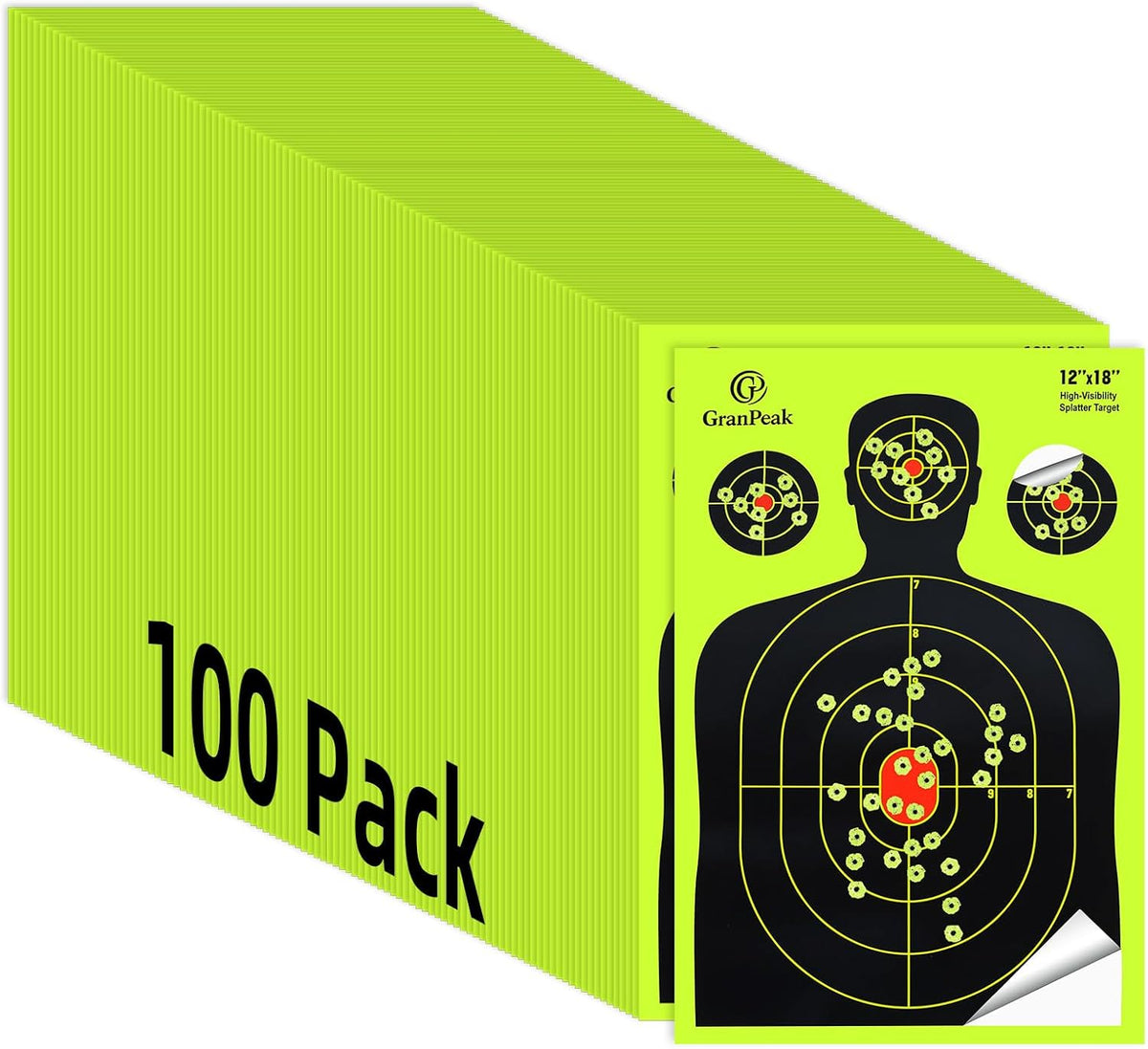 Silhouette Splatter Targets - Adhesive Shooting Targets | Bright Fluorescent Yellow - 12 x 18 Inch