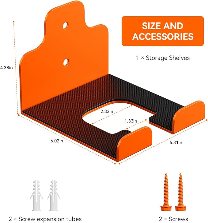 JNIHEEP Garage Organizer Trimmer Rack, Garden Power Tool Hanger Weed Whackers Holder Wall Mounted for Grass Trimmer, Hedge Trimmer, Garage Trimmer, Garden Tools,2 Pack(Orange)