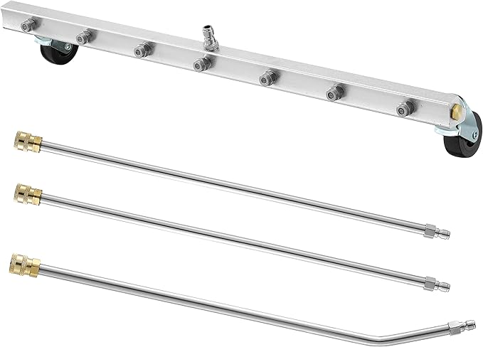 M MINGLE 24” Undercarriage Pressure Washer Attachment, Undercarriage Sprayer with 7 Nozzles, Under Car Washer with 3 Pieces Extension Wand, 4000 PSI