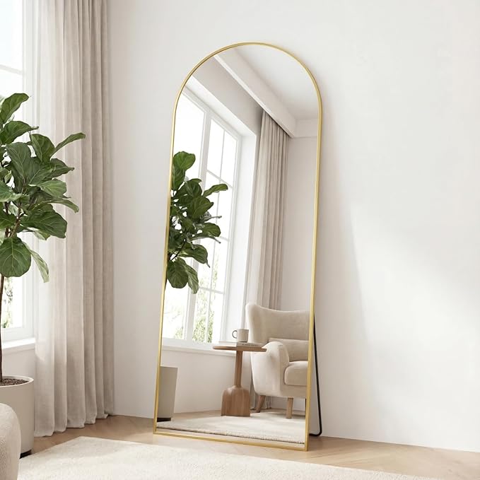 Sweetcrispy 56"x21" Arched Full Length Mirror, Leaning or Standing Full Body