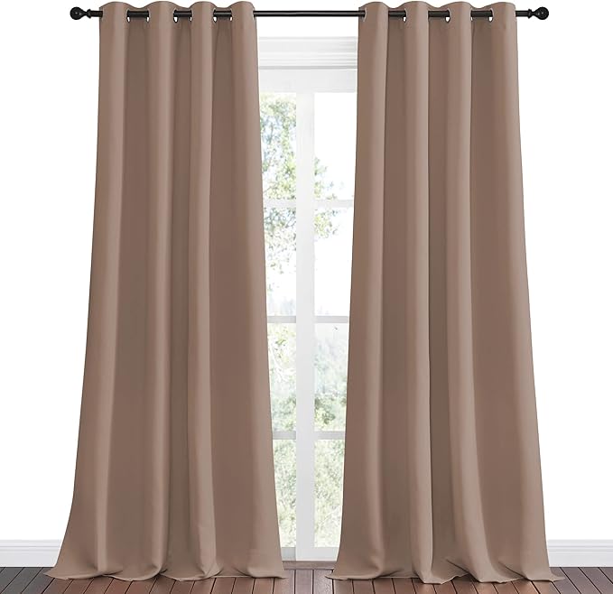 NICETOWN Bedroom Blackout Curtains and Drapes, 55 by 102 Inch, Cappuccino