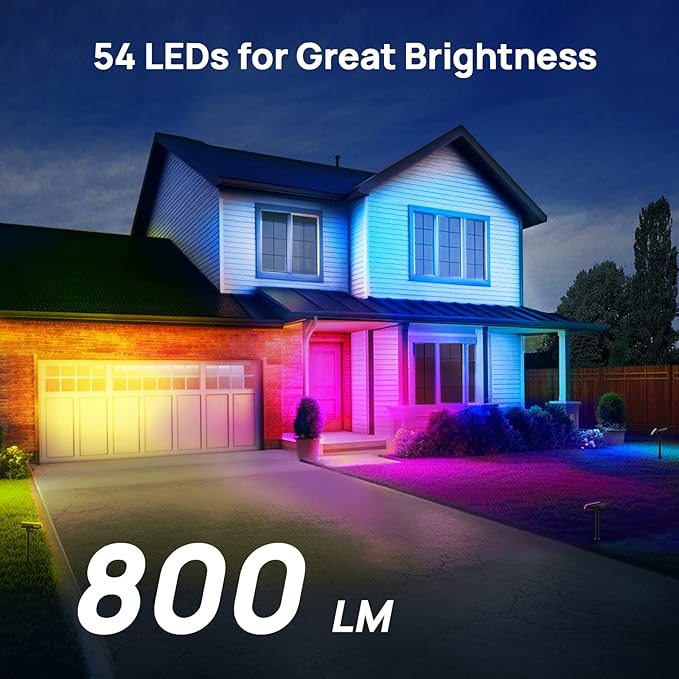 Consciot Solar Spot Lights, 54 LEDs 7 Multicolor Changing, Solar Spotlights Waterproof IP67, Outdoor Spotlights for Yard Garden Landscape, 6 Pack