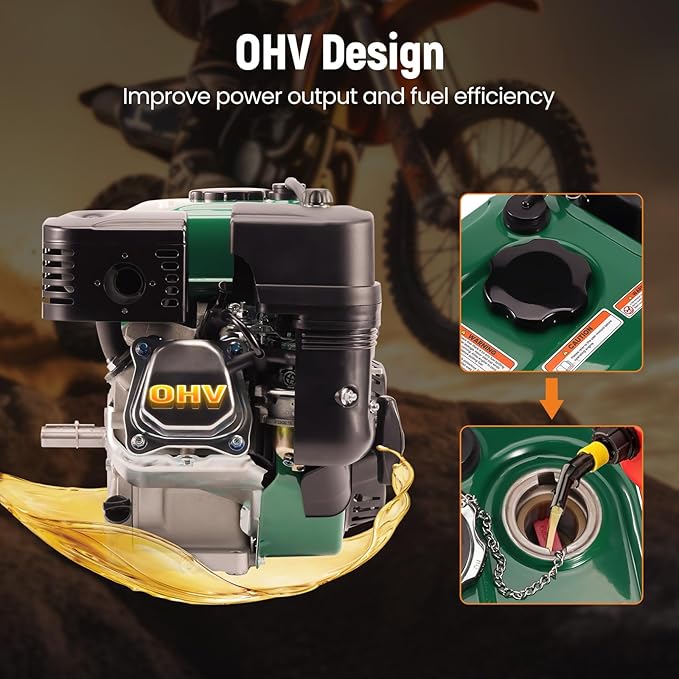maXpeedingrods 7HP 212cc Gas Engine, 4 Stroke OHV Horizontal Shaft Gasoline Engine, Shaft 3/4" (19mm) Diameter, Shaft 3/16" Keyway for Go-Karts Compressors Lawn Mowers Water Pumps