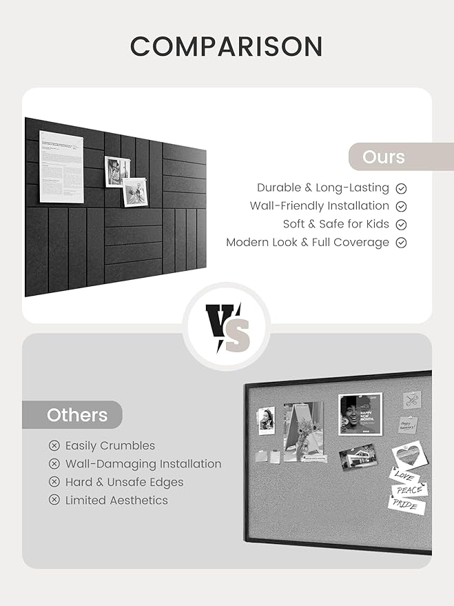 Bumusty Large Cork Board Alternative-36 x 24" Felt Bulletin Board Tiles
