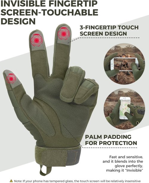 KEMIMOTO Tactical Gloves - Touchscreen Motorcycle Gloves with Hard Shell & Palm Padding | Ideal for Cycling, Hiking, and Sports
