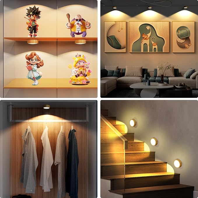 3 Pack Picture Lights for Wall, Rechargeable Battery Operated wall lights
