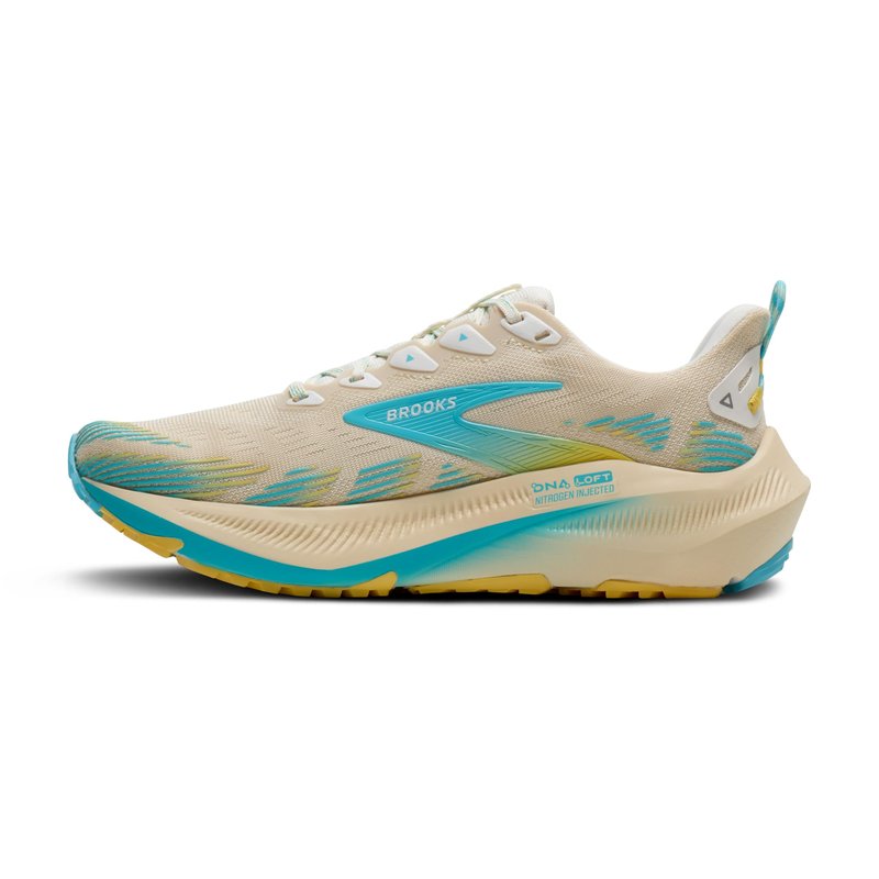 Brooks Women's Ghost Trail, Versatile Off-Road Running Shoe for Rugged Terrain - Sand/Star White/Golden Hour - 8 Medium
