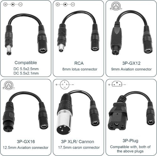 GOTRAX 42V 2A Electric Scooter Charger - Universal Replacement with 7 Plugs for 36V 10S Li-ion Battery