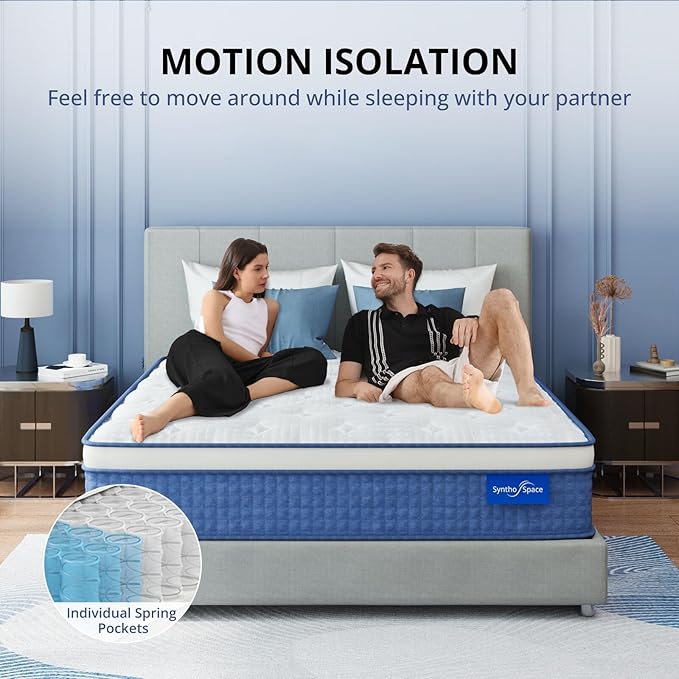 Twin Mattress 10 Inch Hybrid Mattress in a Box, Medium Firmness, Foam and Individual Pocket Springs for Motion Isolation & Pressure Relief, CertiPUR-US Certified, 38" x 75"