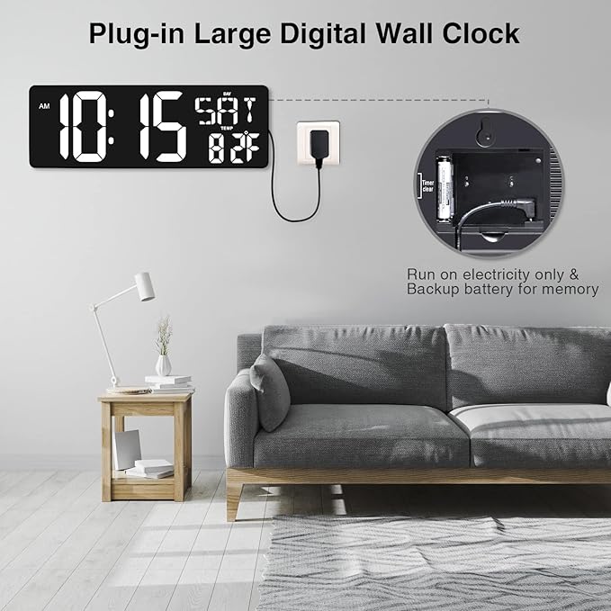 XREXS Large Digital Wall Clock