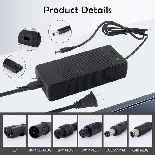 GOTRAX UL Certified 42V 2A Electric Scooter Charger - 6-Prong Power Adapter for Hoverboards & Scooters