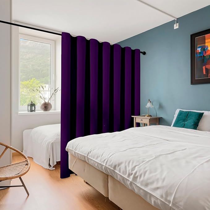 ChrisDowa Room Divider Curtain 90 Inches Long, Wide Blackout Sliding Door