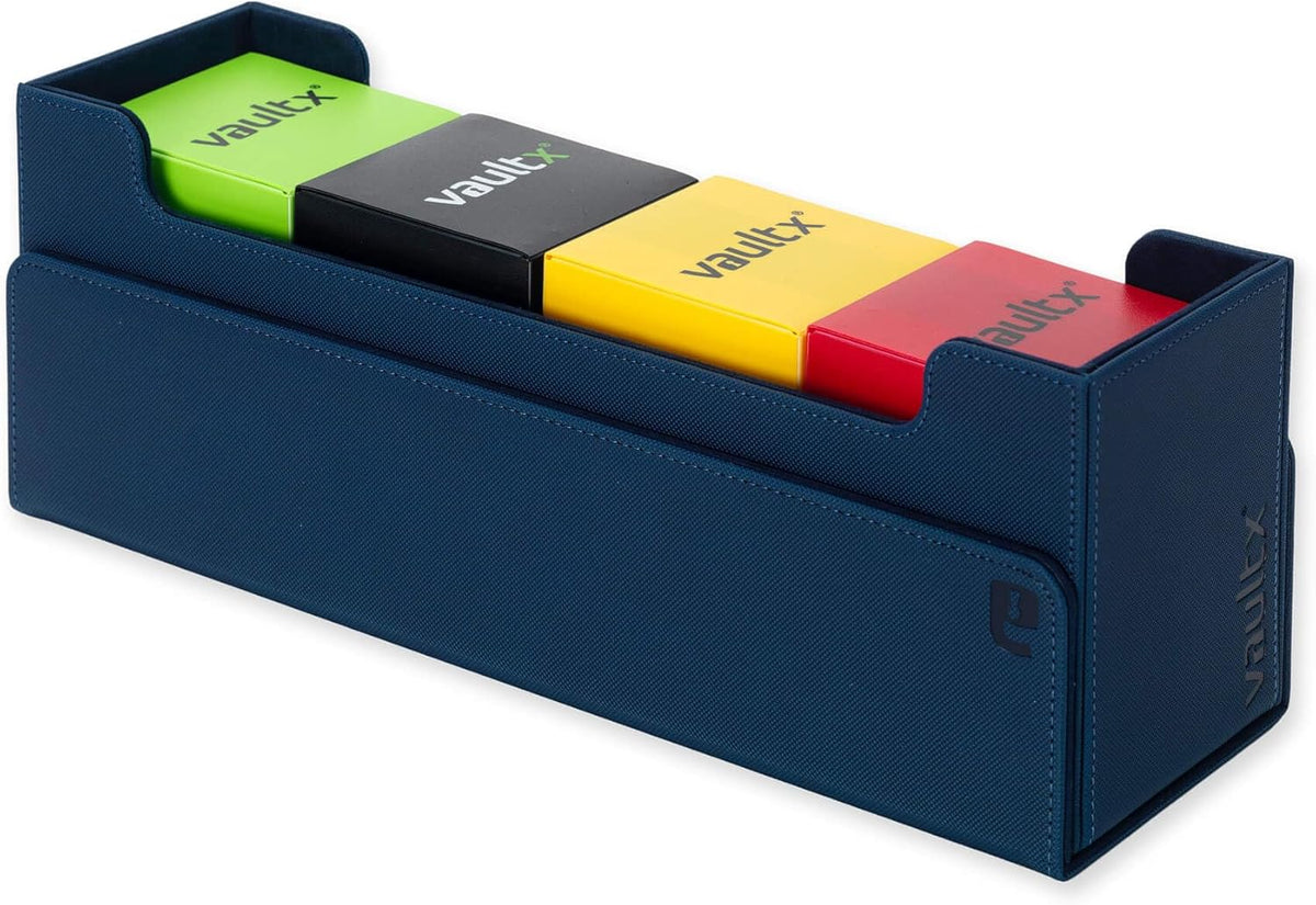 Vault X Trading Card Storage Box - Premium Exo-Tec Material, Detachable Magnetic Lid, Blue | Organize Decks & Sleeved Cards
