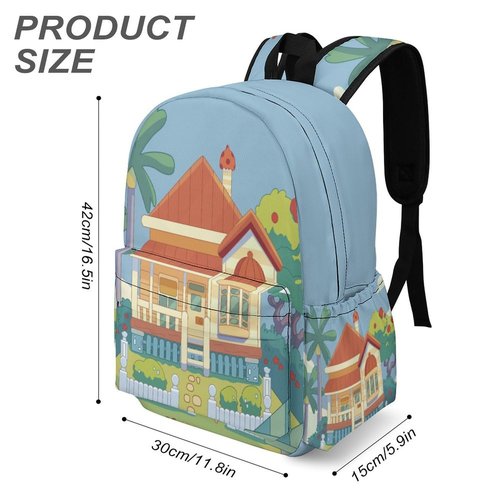 CUVYEU Blue Dog House Backpack Universal Backpack Travel Backpack Waterproof Backpack 17 Inch