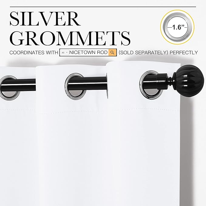NICETOWN White Curtains for Sliding Door