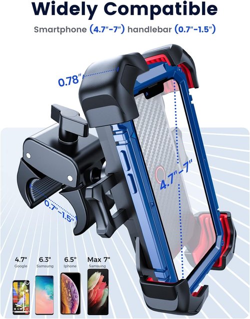 JOYROOM Motorcycle Phone Mount - 1s Auto Lock & 100mph Anti-Shake | Quick Install Handlebar Holder for All Phones