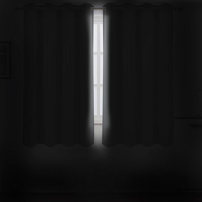 LEMOMO Grey Bedroom Blackout Curtains/52 x 63 Inch Long/Set of 2 Curtain