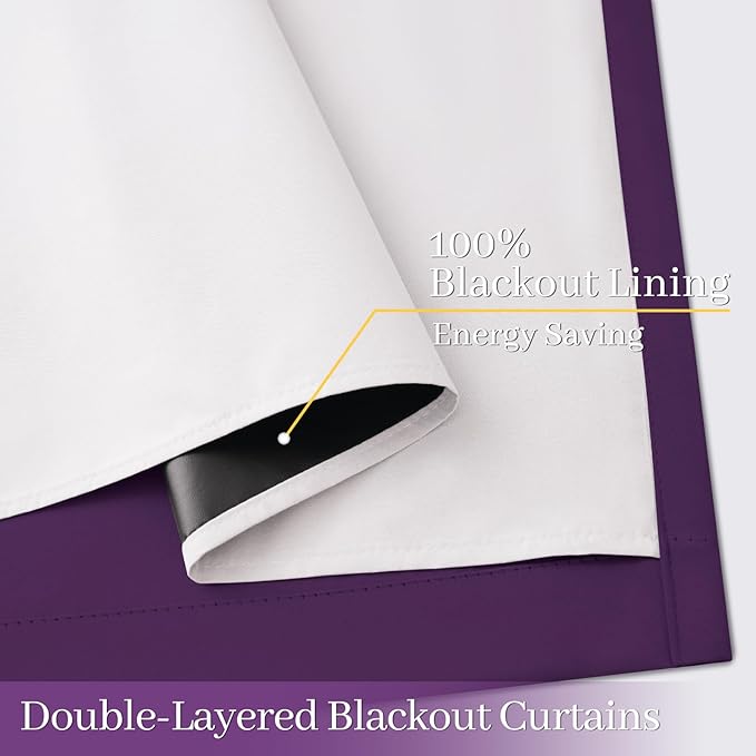 Yakamok 100% Blackout Curtain Panels 84 inches Cold and Light Blocking Drapes
