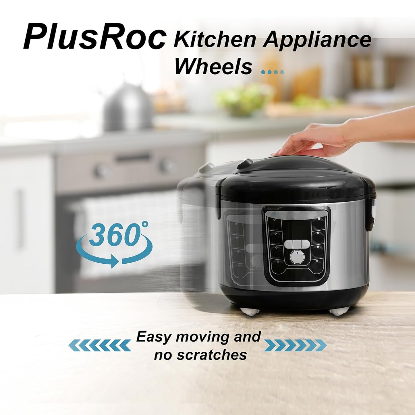 PlusRoc 8 Pack Self Adhesive Caster Wheels For Kitchen Appliance Rollers, Load Capacity 14LBS Per Wheel, Mini Swivel Wheels Sliders For Stand Mixers Air Fryers Coffee Machine