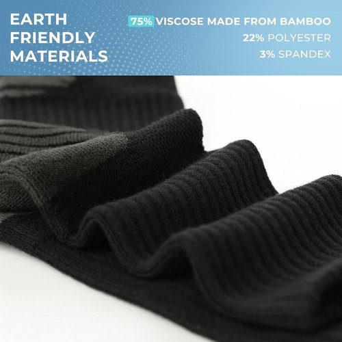 BAMBOO COOL Men's Athletic Crew Socks - Cushioned, Moisture-Wicking, Breathable Arch Support | 6 Pack
