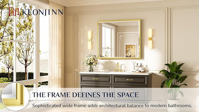 Keonjinn 42" x 36" Gold Mirrors