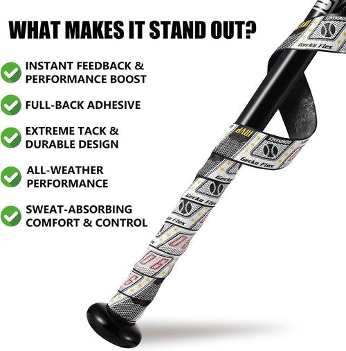 1.1mm Bat Grip Tape - Greek Key Textured Design for Non-Slip All-Weather Performance | Easy Install